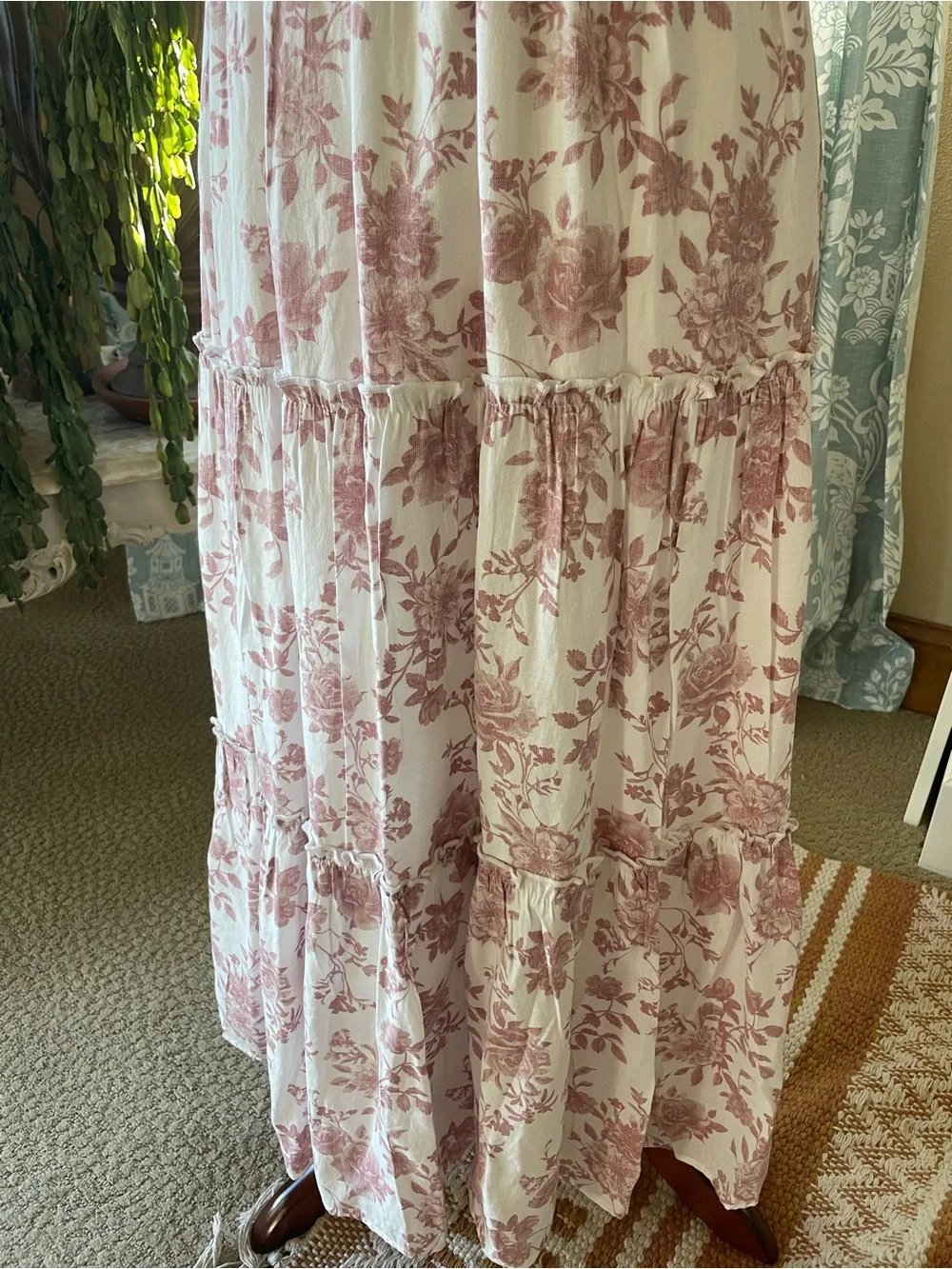 Trixxi cottagecore pink rose pattern maxi dress - Picture 6 of 10